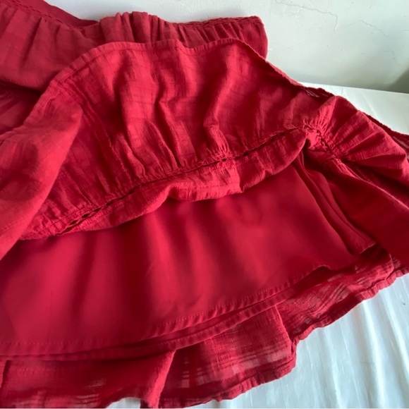 Knox Rose Red Tiered Boho Crochet Lace Baby Doll Mini Dress - Picture 12 of 14